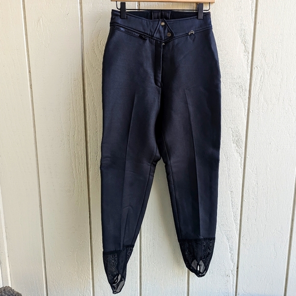 Obermeyer Sport Vintage Wool Belnd Black Stirrup ski pants 10R - Picture 1 of 7